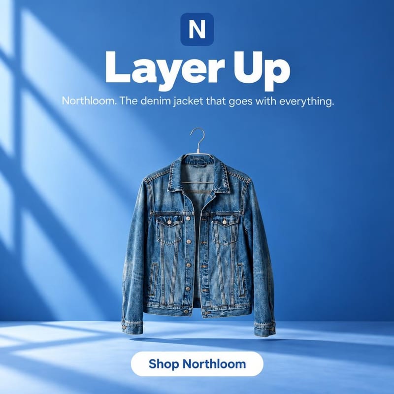 An ad poster for A denim jacket