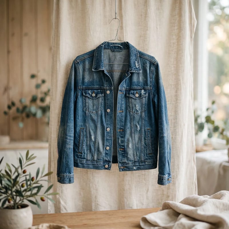 A denim jacket in a real life setting