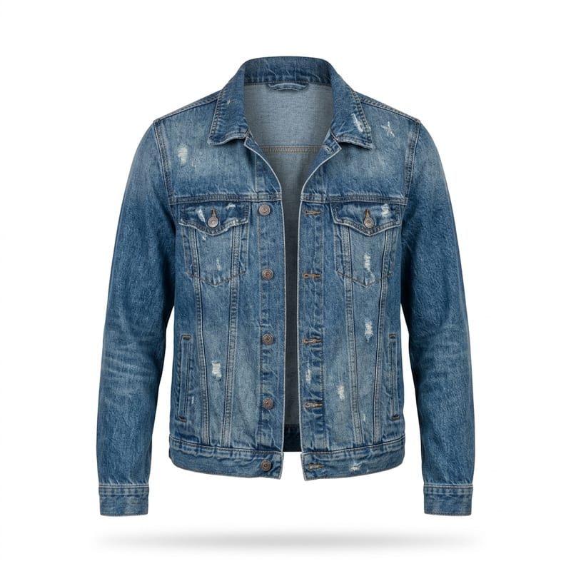 The same denim jacket as a clean ghost mannequin shot